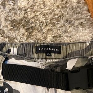 Almost Famous Gray Camouflage Pants with Black Belt